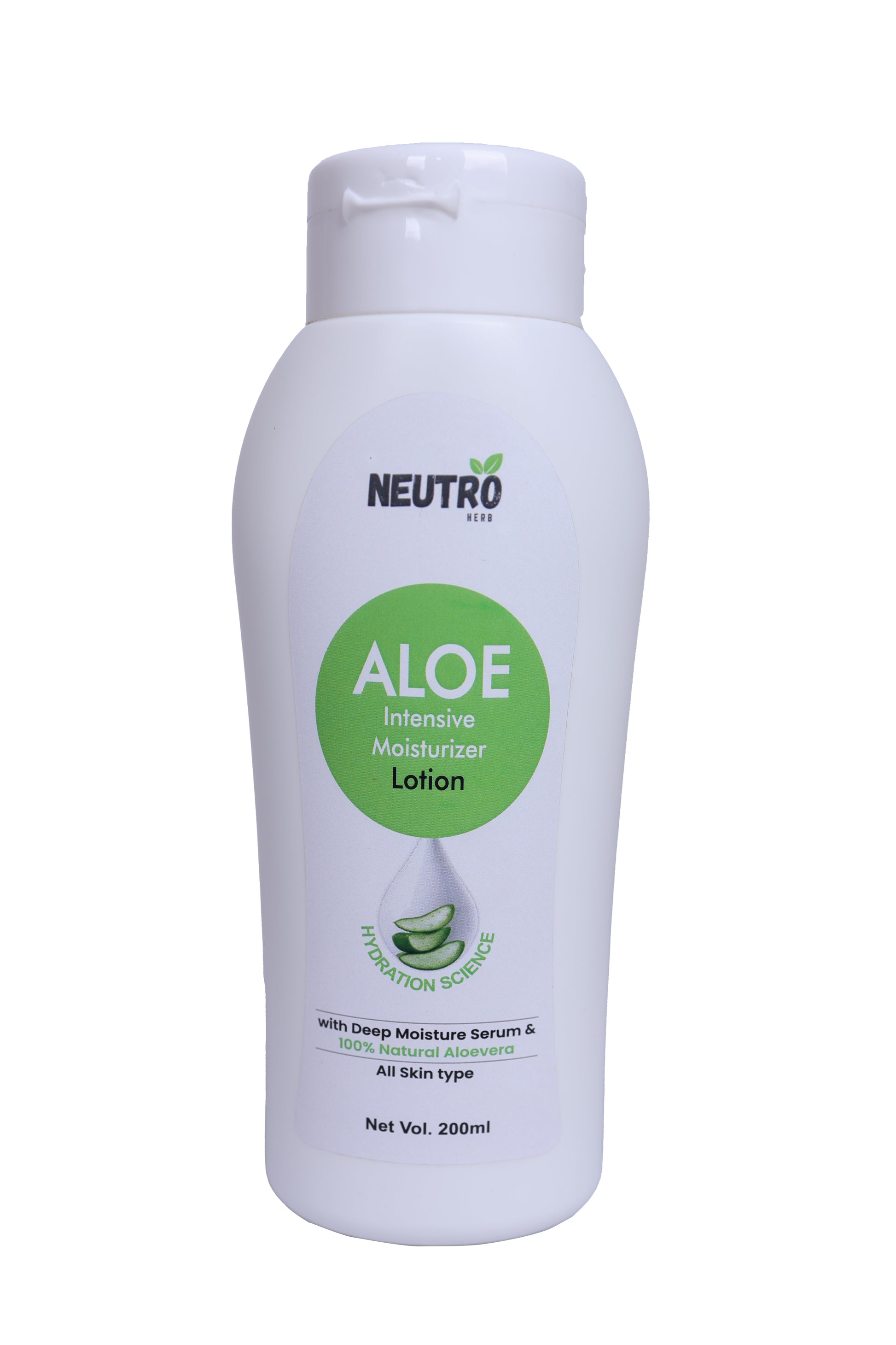 Neutro herb Aloe Intensive Moisturizer Lotion, 200ml, All Skin Types, 100% Natural Aloevera with Deep Moisture Serum