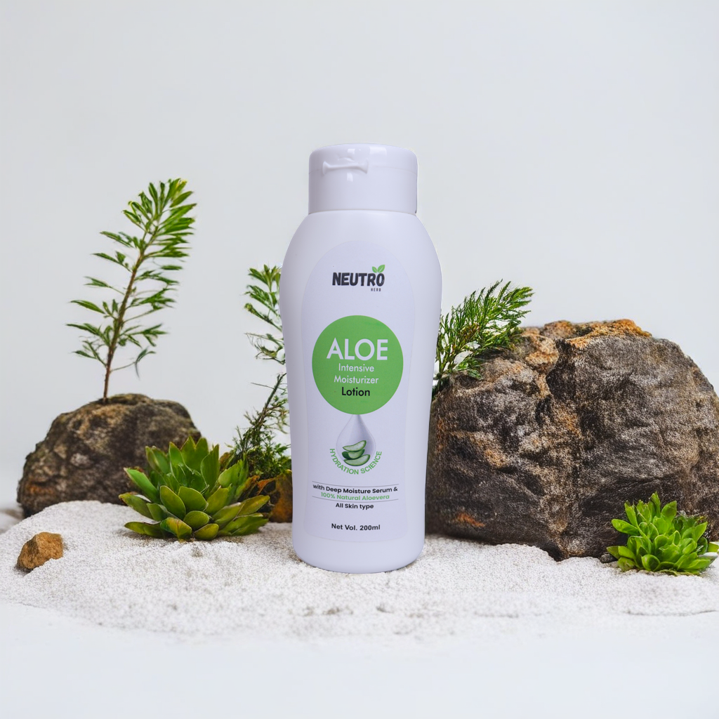 Neutro herb Aloe Intensive Moisturizer Lotion, 200ml, All Skin Types, 100% Natural Aloevera with Deep Moisture Serum