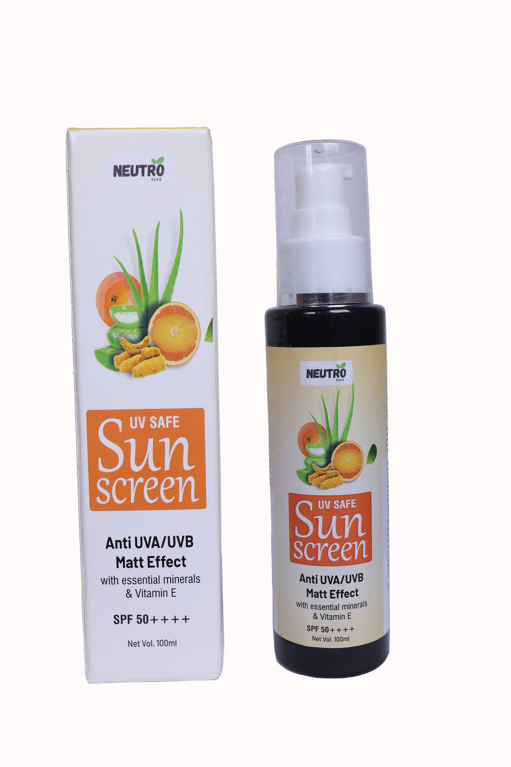 Neutro Herb UV Safe Sunscreen SPF 50+++++, Anti UVA/UVB with Matt Effect, Essential Minerals and Vitamin E, 100ml